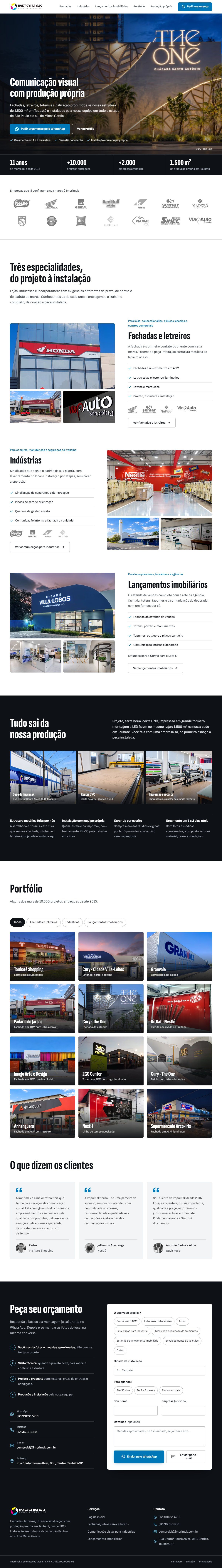 Página inteira do site Imprimak no computador